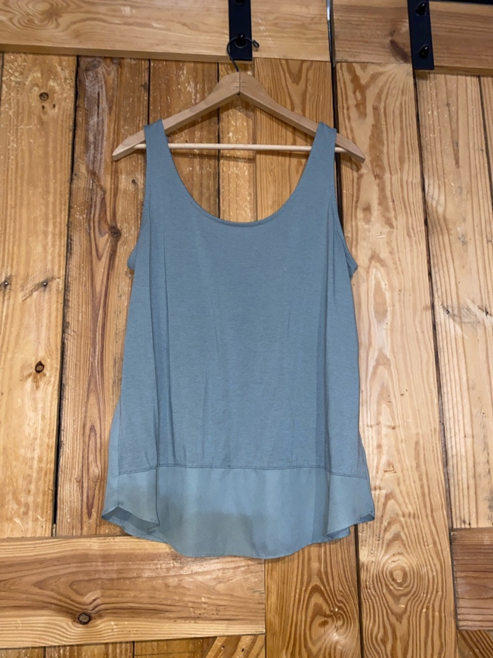 Maurices Green Scoop Neck Layered Hem Tank